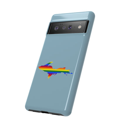 Michigan Upper Peninsula Tough Phone Case (Opal Blue w/ UP Pride Flag Outline) | Samsung & Pixel Android