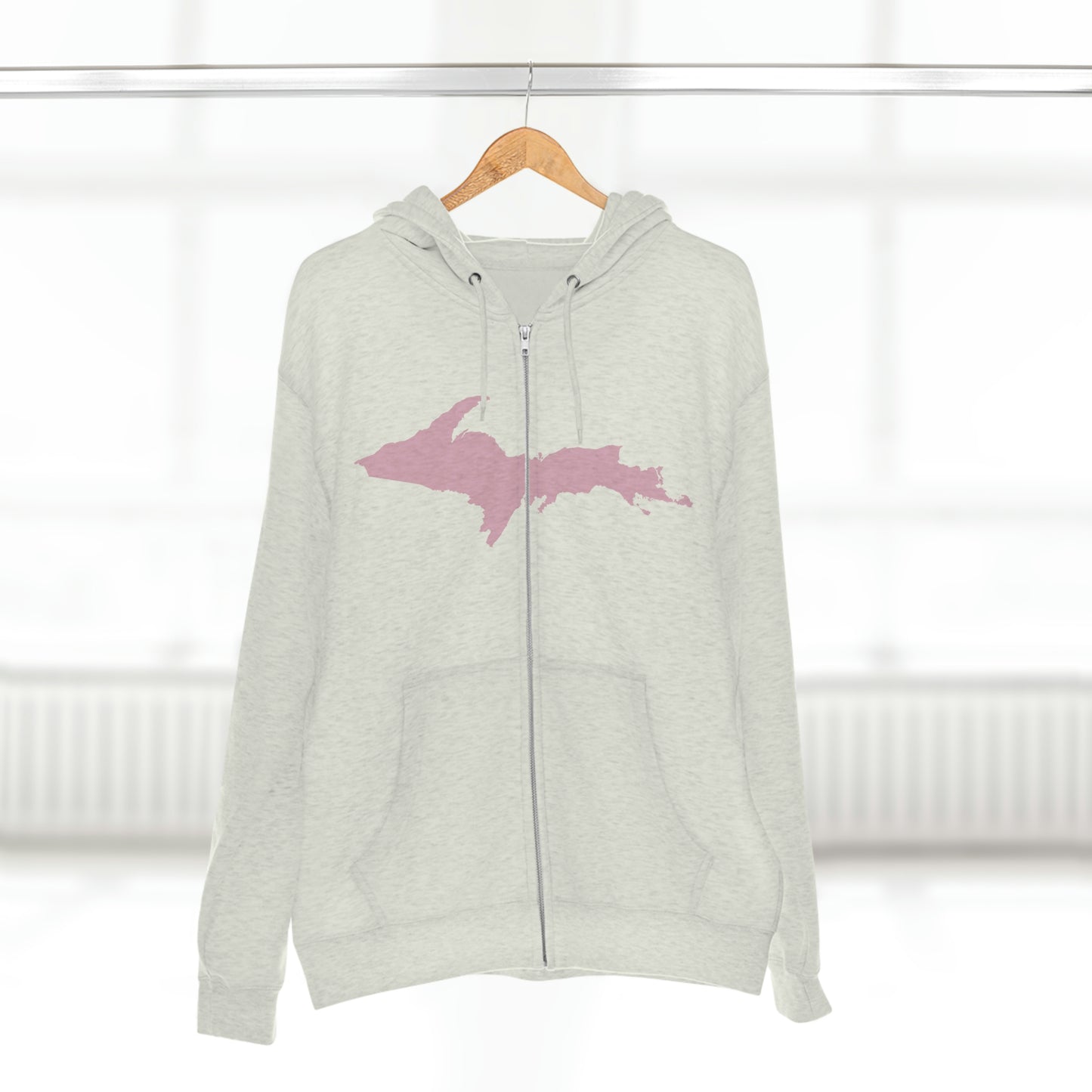 Michigan Upper Peninsula Full-Zip Hoodie (w/ Pink UP Outline)