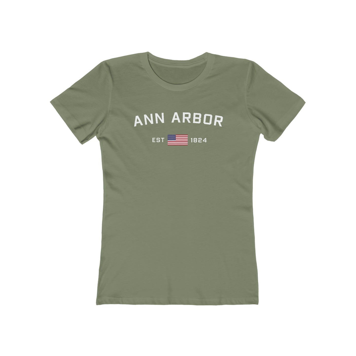 'Ann Arbor EST 1824' (w/USA Flag Outline) | Women's Boyfriend Cut