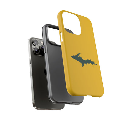 Michigan Upper Peninsula Tough Phone Case (Gold w/ Green UP Outline) | Apple iPhone