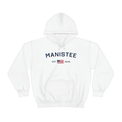 'Manistee EST 1840' Hoodie (w/USA Flag Outline) | Unisex Standard