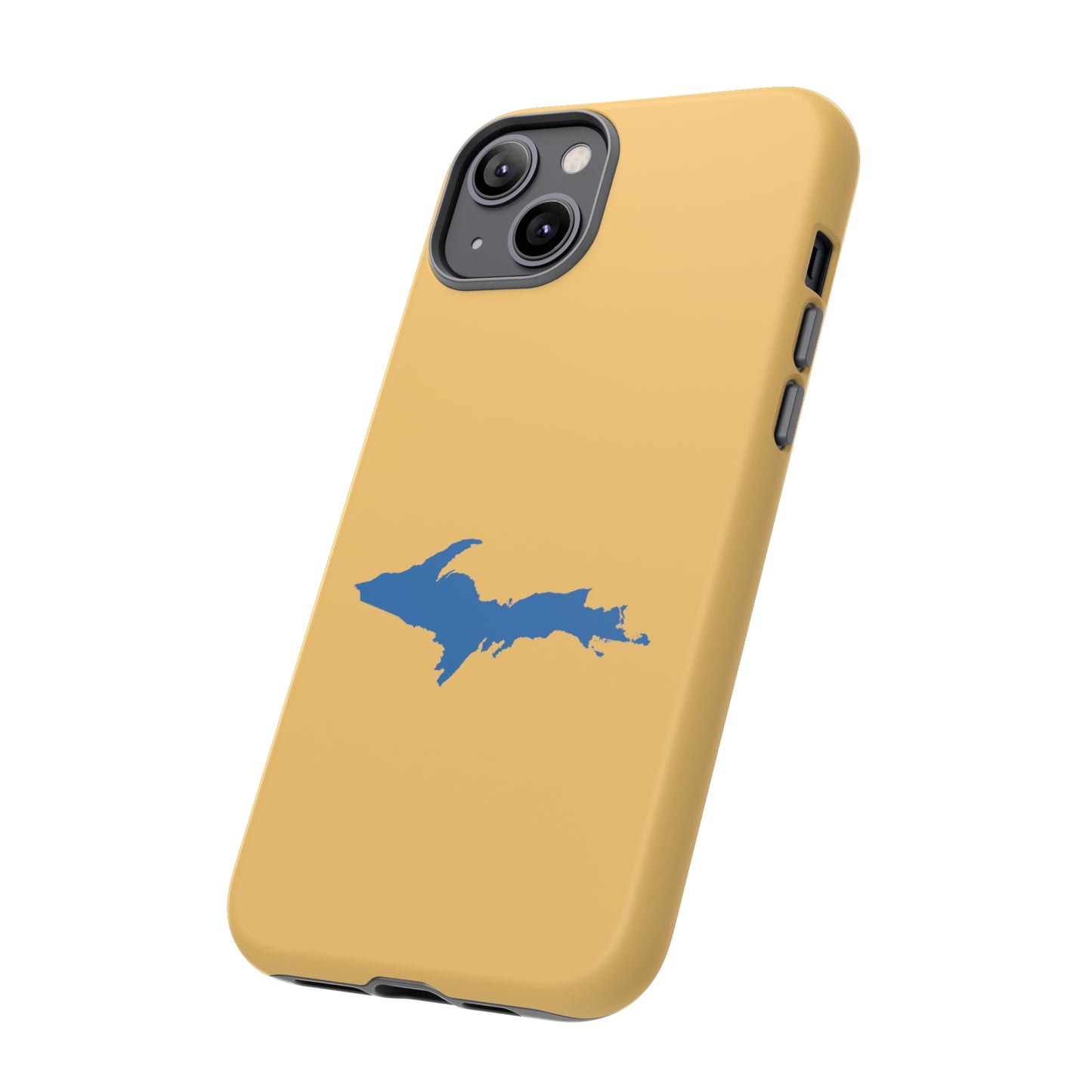 Michigan Upper Peninsula Tough Phone Case (Citrine w/ Azure UP Outline) | Apple iPhone