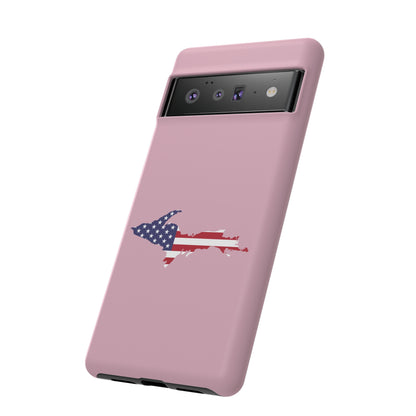 Michigan Upper Peninsula Tough Phone Case (Pink w/ UP USA Flag Outline) | Samsung & Pixel Android