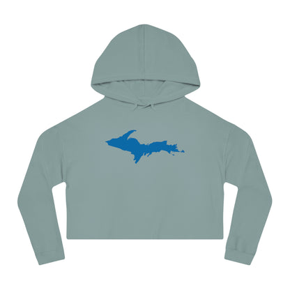 Michigan Upper Peninsula Hoodie (w/ Azure UP Outline) | Lightweight Cropped