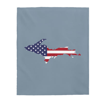 Michigan Upper Peninsula Plush Blanket (w/ UP USA Flag Outline) | B-24 Liberator Grey