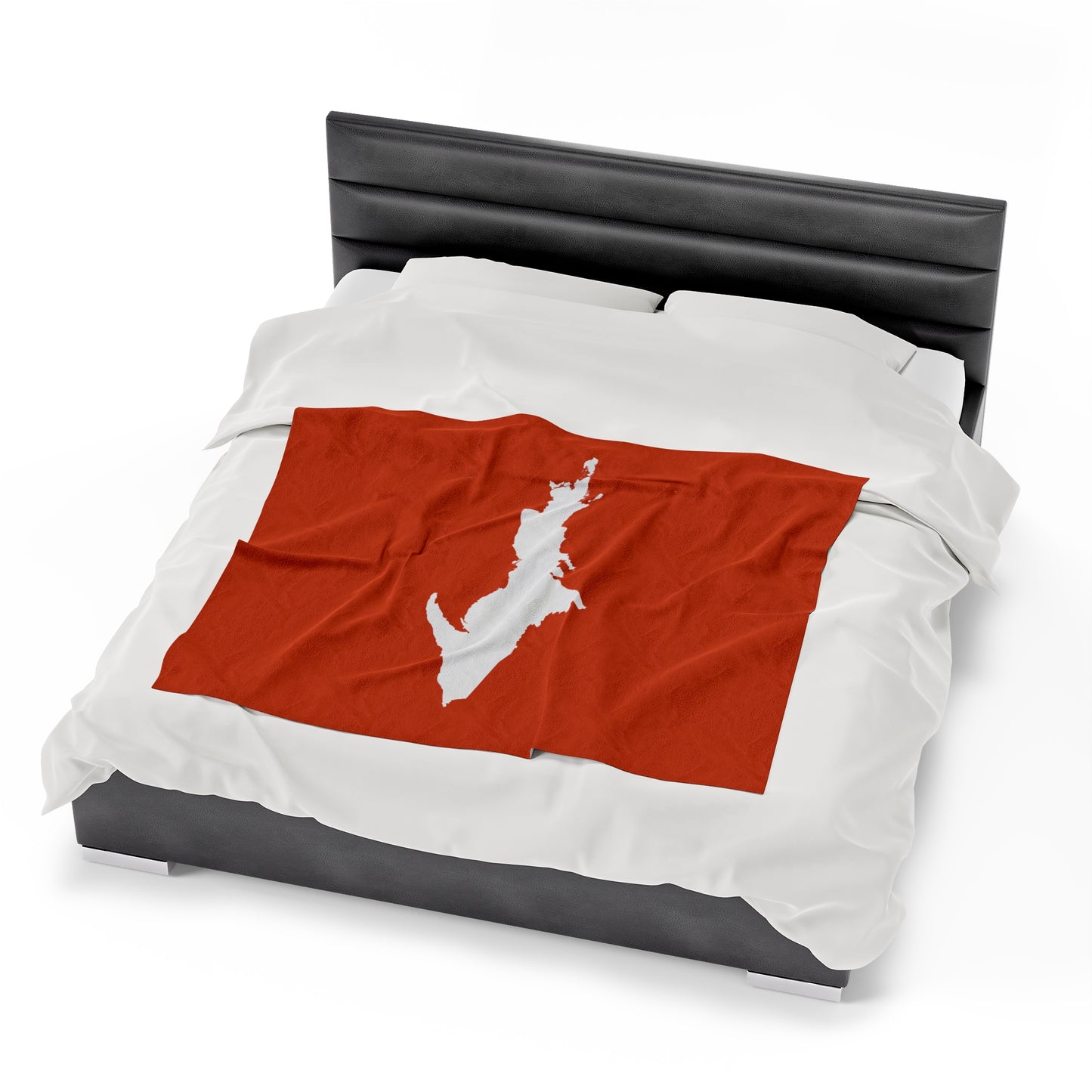 Michigan Upper Peninsula Plush Blanket (w/ UP Outline) | Maple Leaf Orange