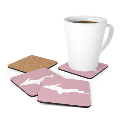 Michigan Upper Peninsula Coaster Set (Pink w/ UP Outline) | Corkwood - 4 pack