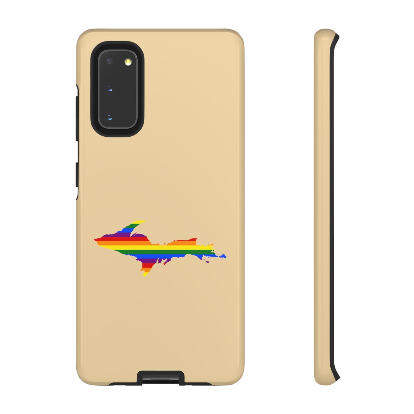 Michigan Upper Peninsula Tough Phone Case (Maple Color w/ UP Pride Flag Outline) | Samsung & Pixel Android