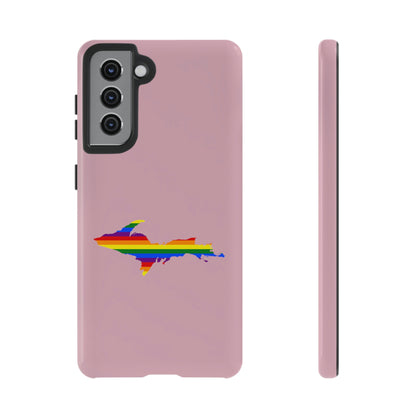 Michigan Upper Peninsula Tough Phone Case (Pink w/ UP Pride Flag Outline) | Samsung & Pixel Android