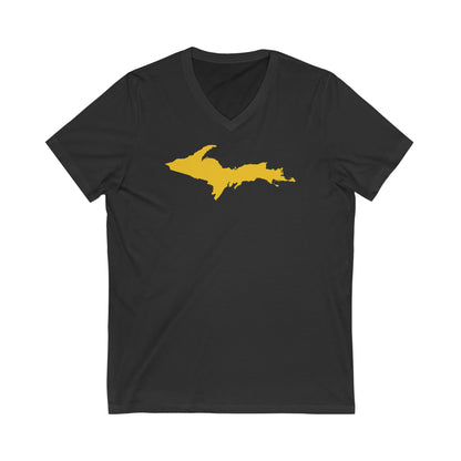 Michigan Upper Peninsula T-Shirt (w/ Gold UP Outline) | Unisex V-Neck