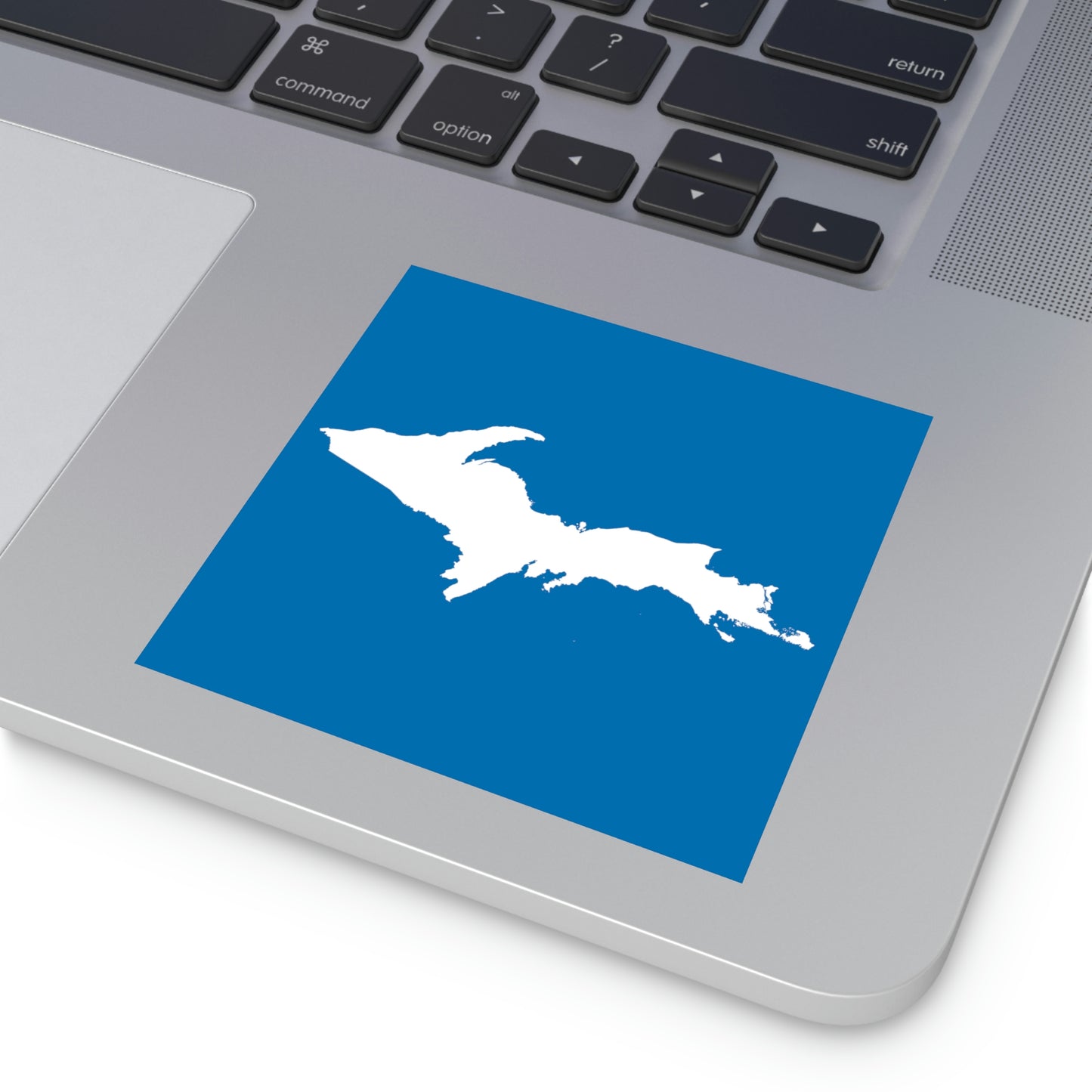 Michigan Upper Peninsula Square Sticker (Azure w/ UP Outline) | Indoor/Outdoor