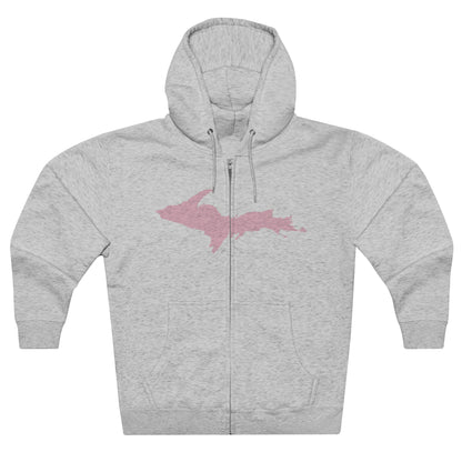 Michigan Upper Peninsula Full-Zip Hoodie (w/ Pink UP Outline)