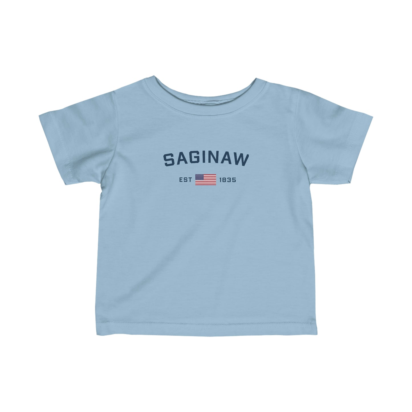 'Saginaw EST 1835' T-Shirt (w/USA Flag Outline) |  Infant Short Sleeve