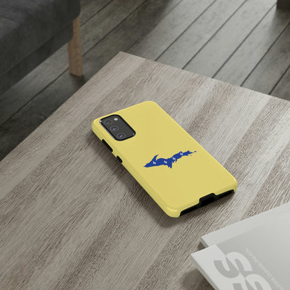 Michigan Upper Peninsula Tough Phone Case (Yellow Cherry Color w/ UP Quebec Flag Outline) | Samsung & Pixel Android