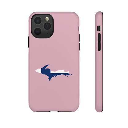 Michigan Upper Peninsula Tough Phone Case (Pink w/ UP Finland Flag Outline) | Apple iPhone