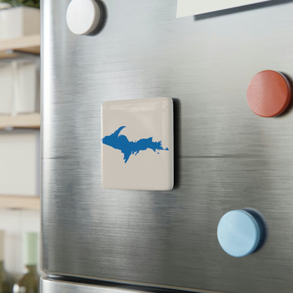 Michigan Upper Peninsula Porcelain Magnet (Canvas Color w/ Azure UP Outline)