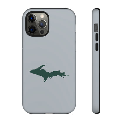 Michigan Upper Peninsula Tough Phone Case (Silver w/ Green UP Outline) | Apple iPhone