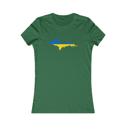 Michigan Upper Peninsula T-Shirt (w/ UP Ukraine Flag Outline) | Women's Slim Fit