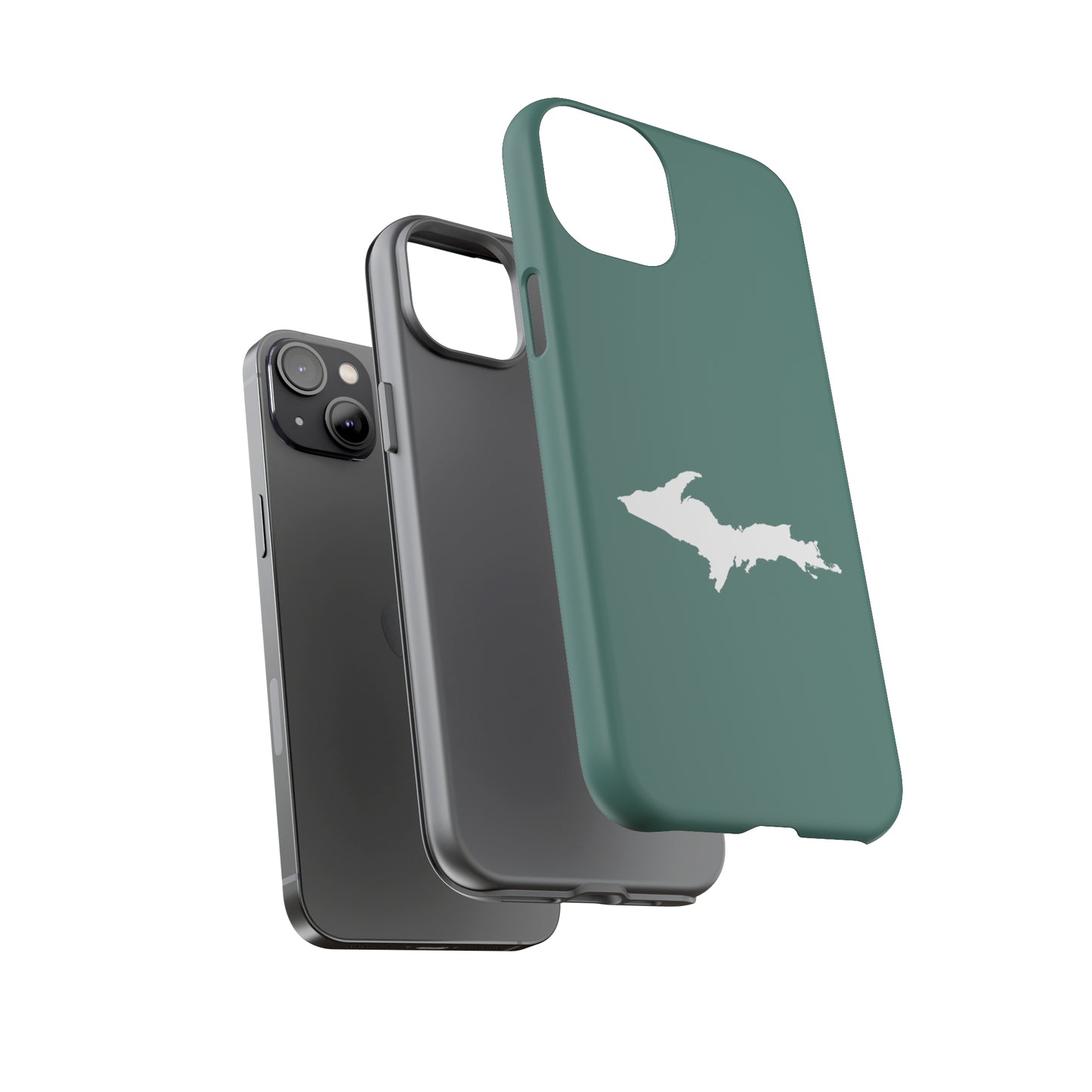 Michigan Upper Peninsula Tough Phone Case (Copper Green w/ UP Outline) | Apple iPhone