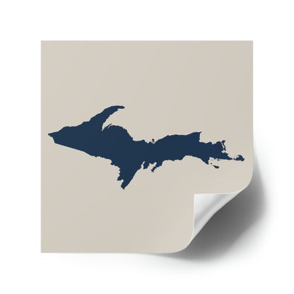 Michigan Upper Peninsula Square Sticker (Canvas Color w/ Navy UP Outline) | Indoor/Outdoor