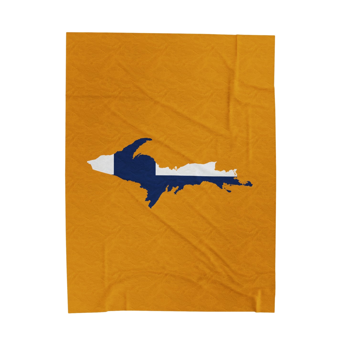 Michigan Upper Peninsula Plush Blanket (w/ UP Finland Flag Outline) | Gold