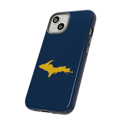 Michigan Upper Peninsula Tough Phone Case (Navy w/ Gold UP Outline) | Apple iPhone