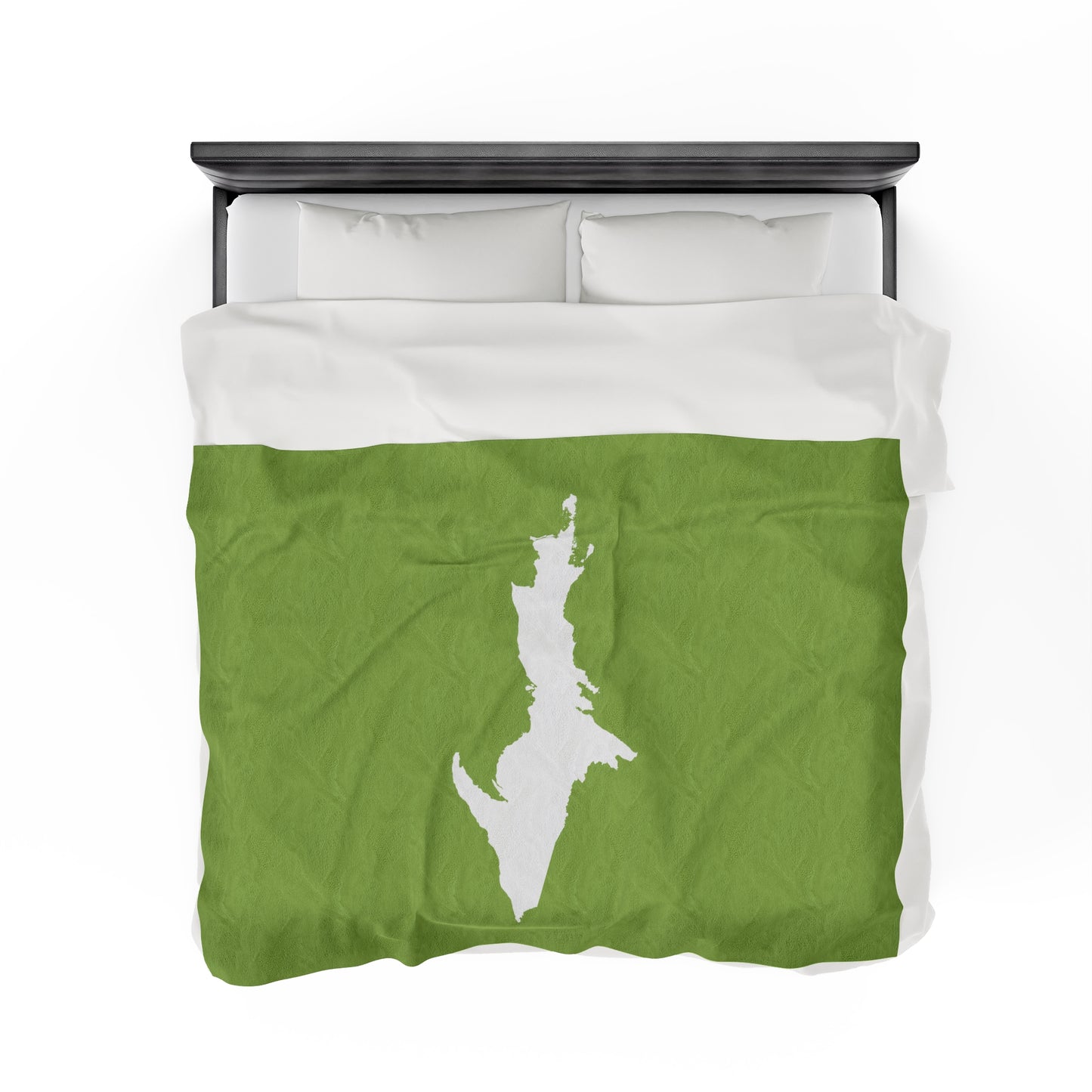 Michigan Upper Peninsula Plush Blanket (w/ UP Outline) | Gooseberry Green