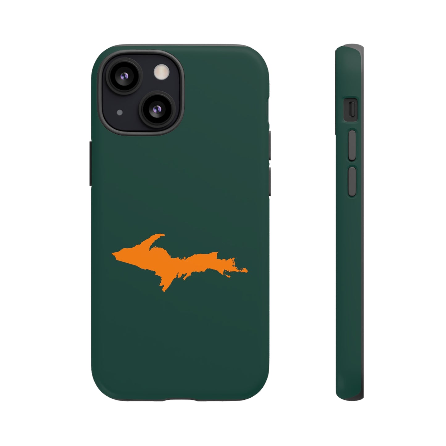 Michigan Upper Peninsula Tough Phone Case (Green w/ Orange UP Outline) | Apple iPhone