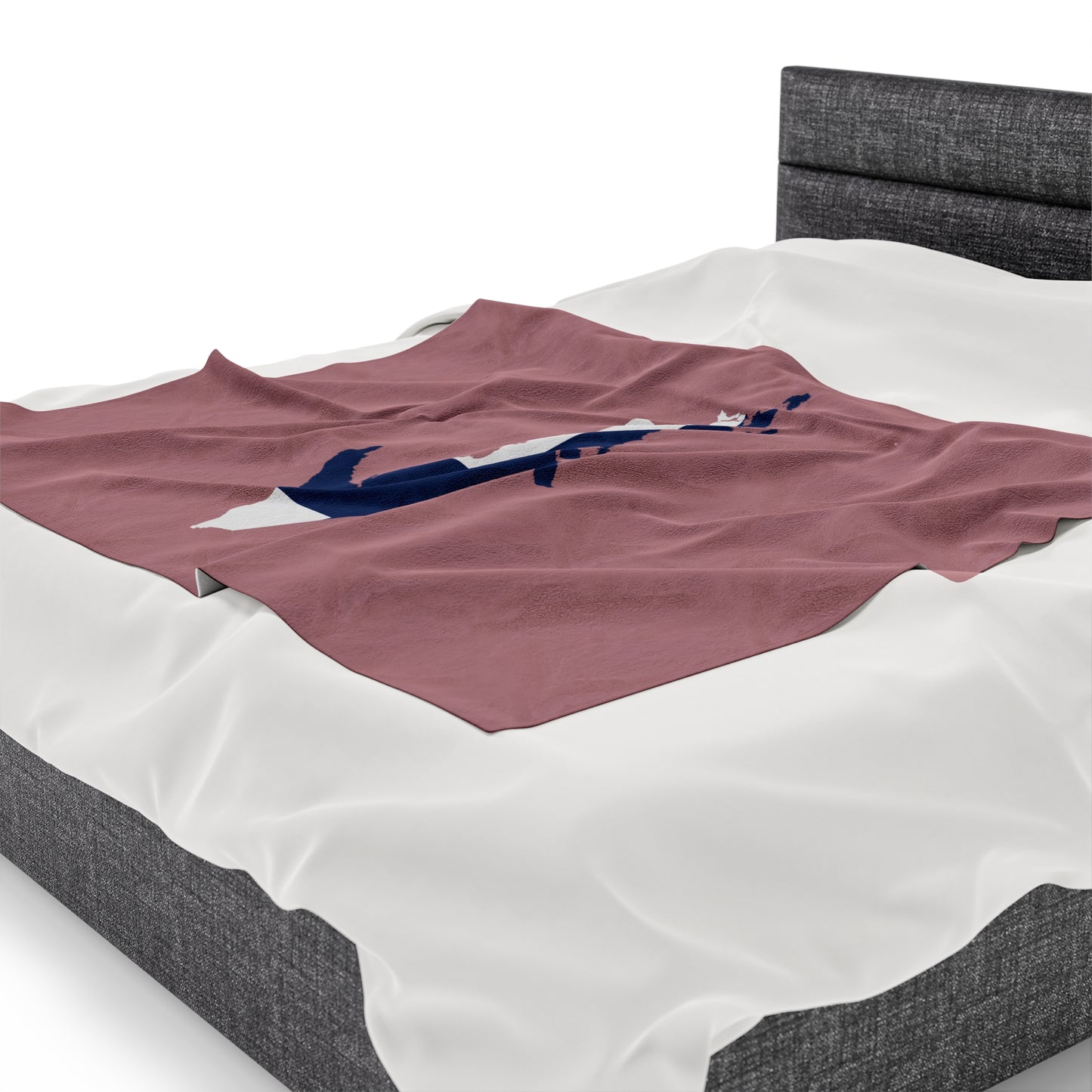 Michigan Upper Peninsula Plush Blanket (w/ UP Finland Flag Outline) | Cherry Blossom Pink