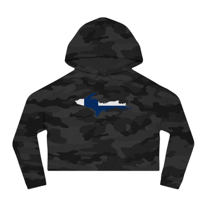 Michigan Upper Peninsula Hoodie (w/ UP Finland Flag Outline) | Lightweight Cropped