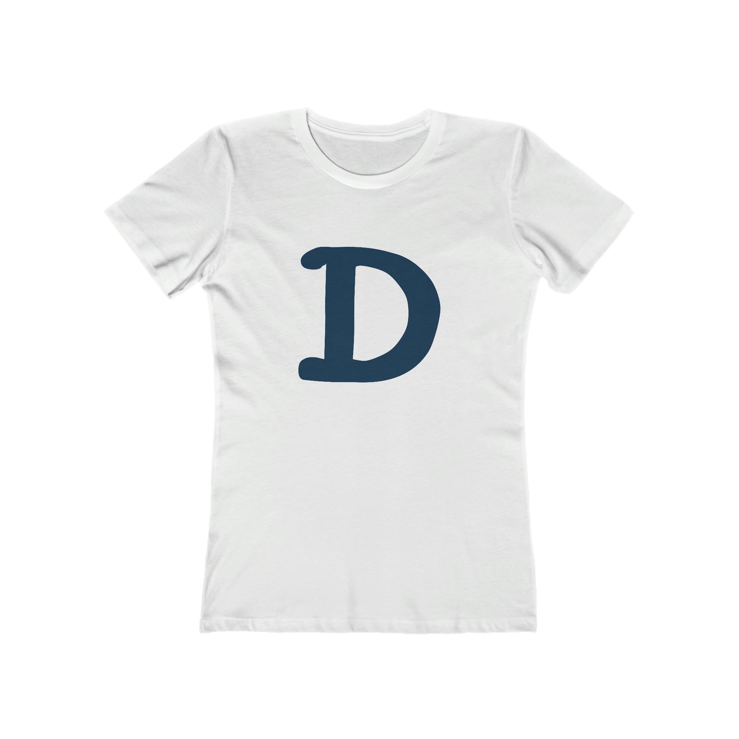 Detroit 'Old French D' T-Shirt (White/Navy Full Body Outline) | Women's Boyfriend Cut