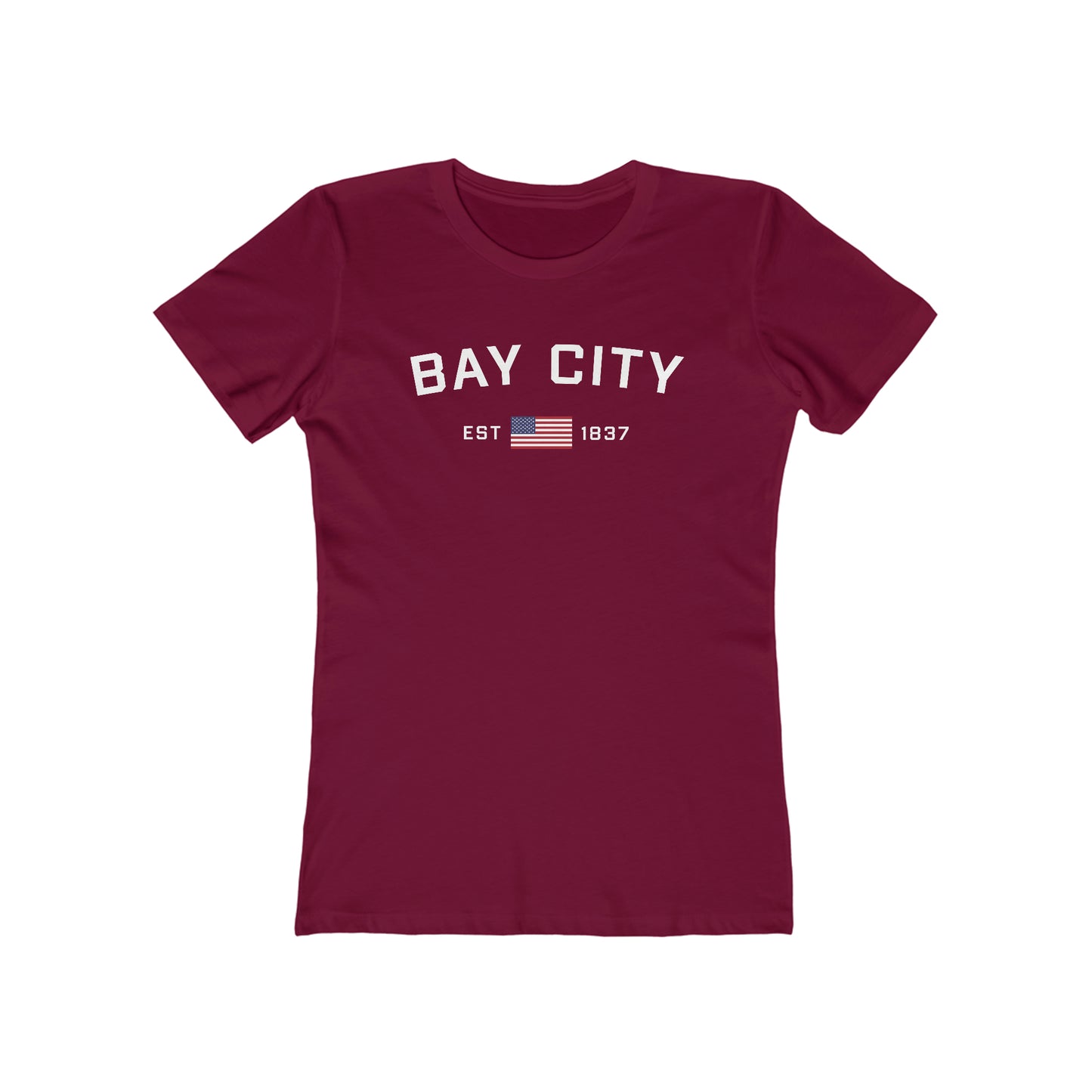 'Bay City EST 1837' (w/USA Flag Outline) | Women's Boyfriend Cut