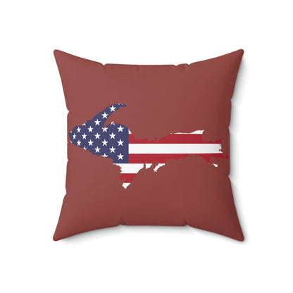 Michigan Upper Peninsula Accent Pillow (w/ UP USA Flag Outline) | Ore Dock Red