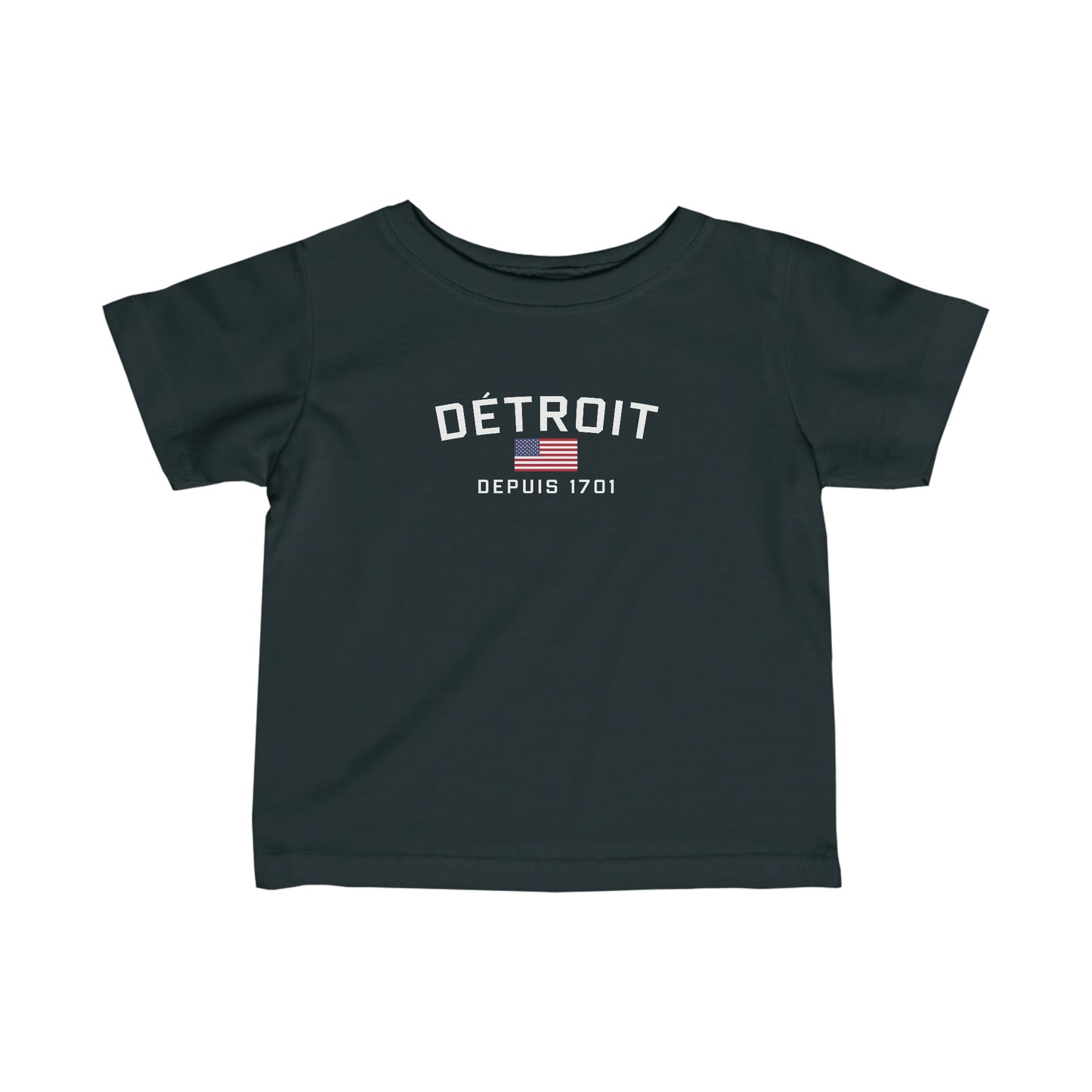 'Détroit Depuis 1701' T-Shirt (w/USA Flag Outline) |  Infant Short Sleeve