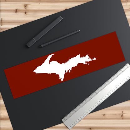 Michigan Upper Peninsula Bumper Sticker (w/ UP Outline) | Traverse Red Background