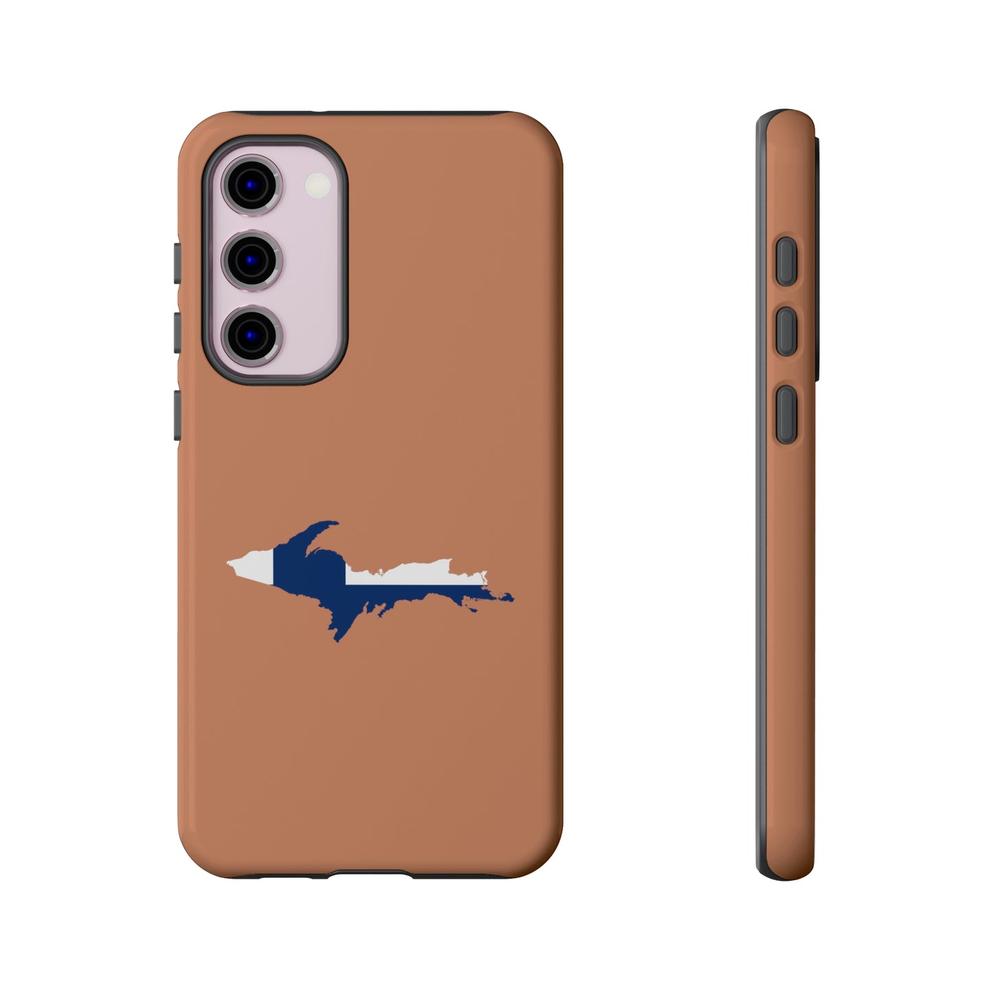 Michigan Upper Peninsula Tough Phone Case ( Copper Color w/ UP Finland Flag Outline) | Samsung & Pixel Android