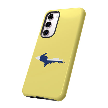 Michigan Upper Peninsula Tough Phone Case (Yellow Cherry Color w/ UP Finland Flag Outline) | Samsung & Pixel Android