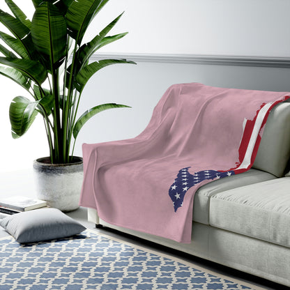 Michigan Upper Peninsula Plush Blanket (w/ UP USA Flag Outline) | Pink