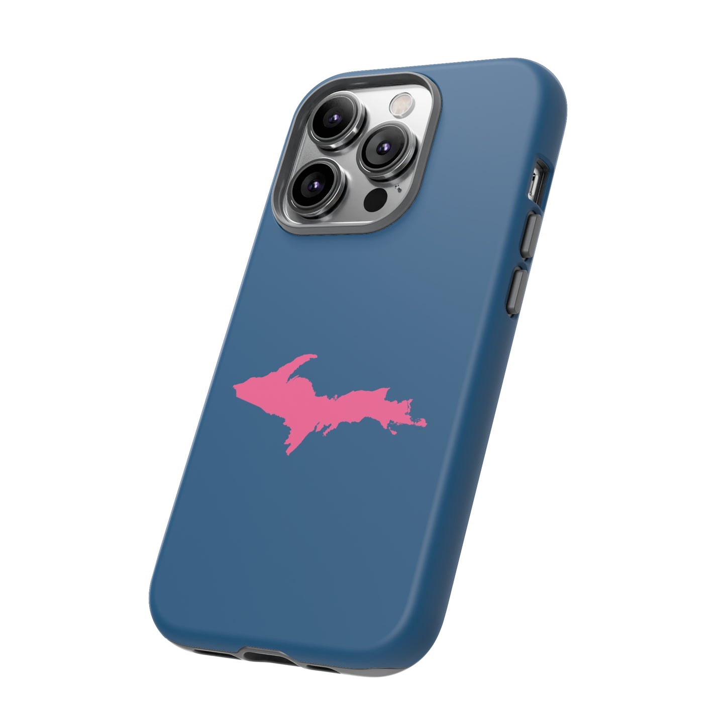 Michigan Upper Peninsula Tough Phone Case (Blueberry w/ Pink UP Outline) | Apple iPhone