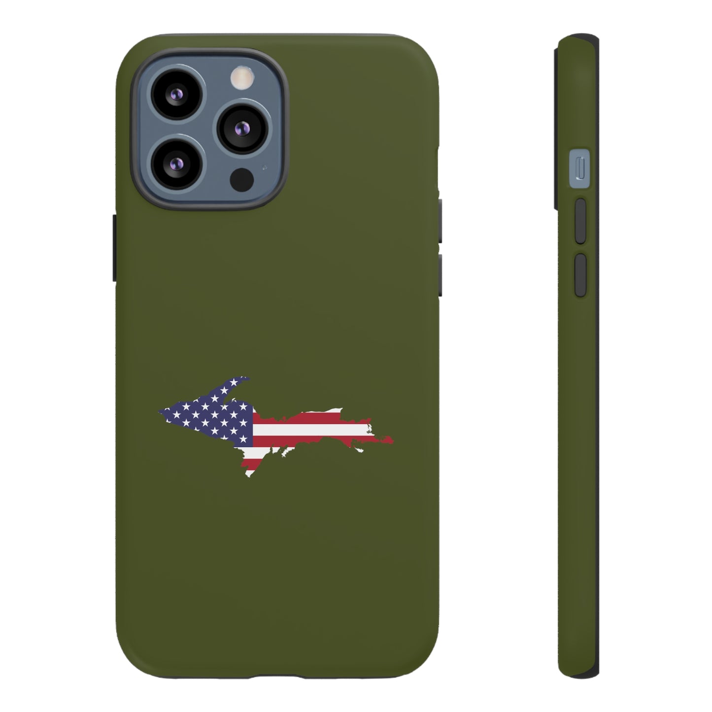 Michigan Upper Peninsula Tough Phone Case (Army Green w/ UP USA Outline) | Apple iPhone