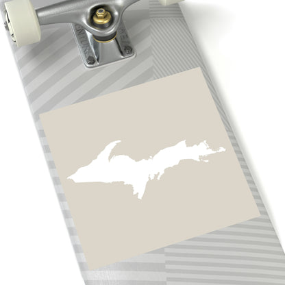 Michigan Upper Peninsula Square Sticker (Canvas Color w/ UP Outline) | Indoor/Outdoor