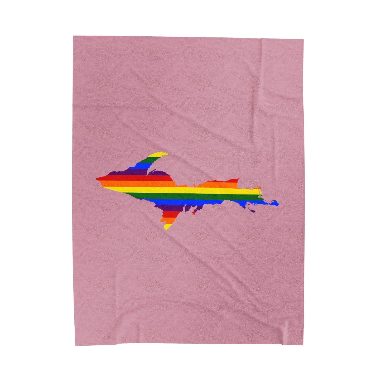 Michigan Upper Peninsula Plush Blanket (w/ UP Pride Flag Outline) | Pink