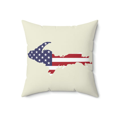 Michigan Upper Peninsula Accent Pillow (w/ UP USA Flag Outline) | Ivory White