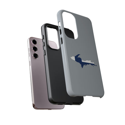 Michigan Upper Peninsula Tough Phone Case (Silver w/ UP Finland Flag Outline) | Samsung & Pixel Android