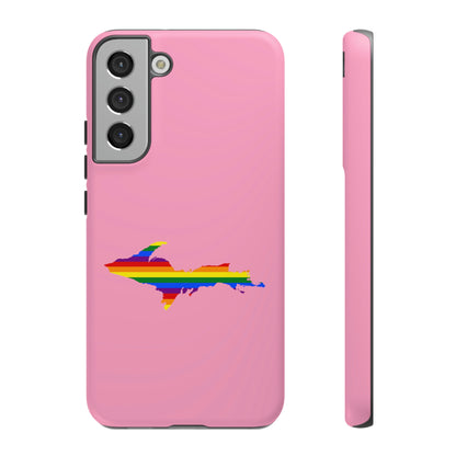 Michigan Upper Peninsula Tough Phone Case ('67 Caddie Pink w/ UP Pride Flag Outline) | Samsung & Pixel Android