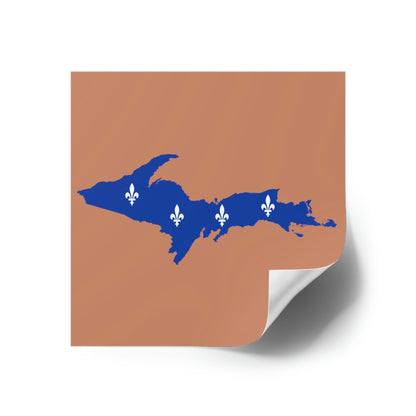 Michigan Upper Peninsula Square Sticker (Copper Color w/ UP Quebec Flag Outline) | Indoor/Outdoor