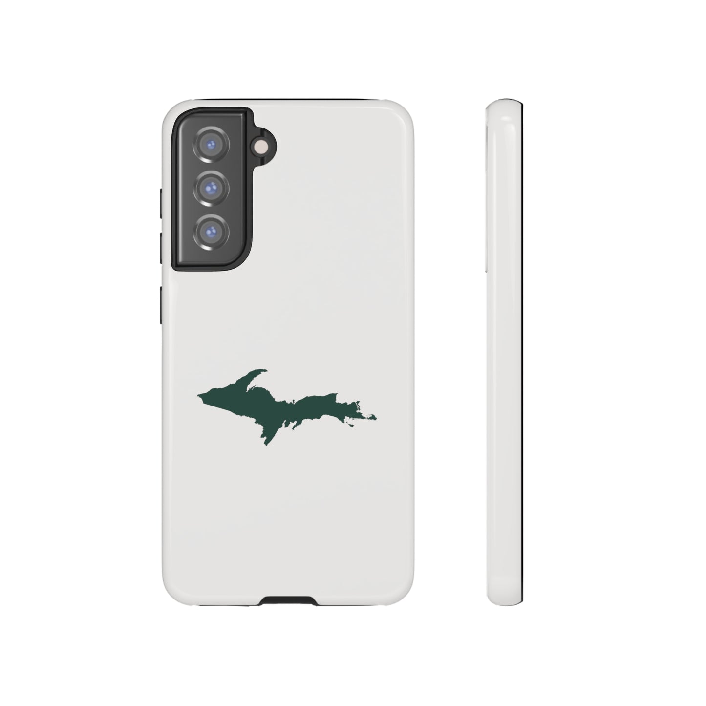 Michigan Upper Peninsula Tough Phone Case (Birch Bark White w/ Green UP Outline) | Samsung & Pixel Android