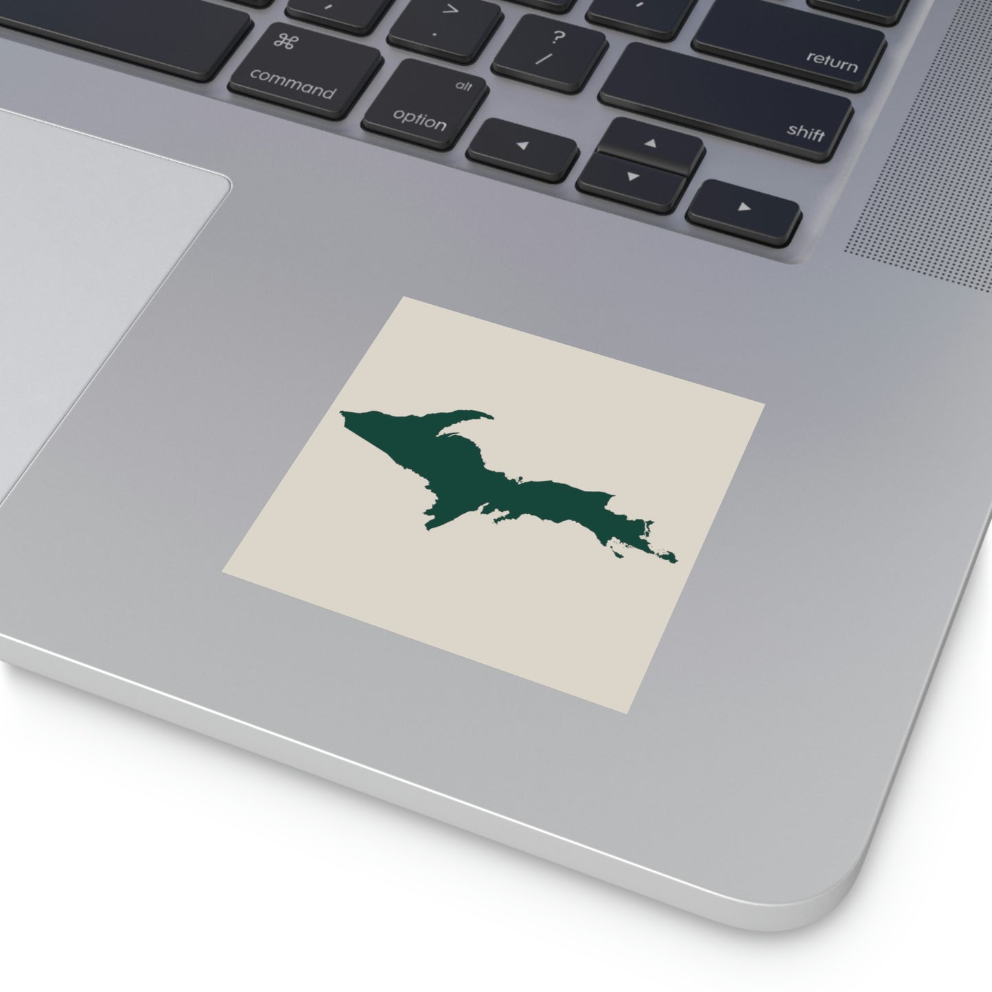 Michigan Upper Peninsula Square Sticker (Canvas Color w/ Green UP Outline) | Indoor/Outdoor