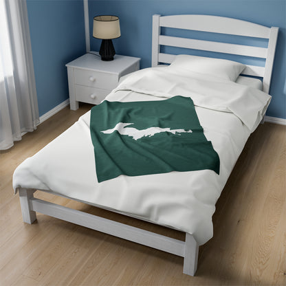 Michigan Upper Peninsula Plush Blanket (w/ UP Outline) | Copper Green