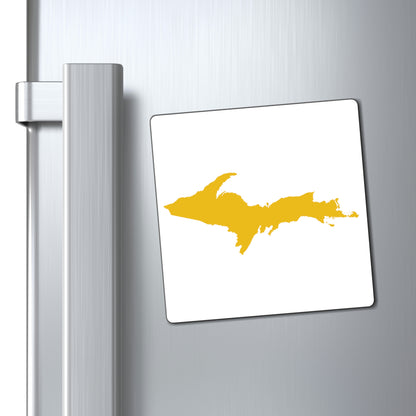 Michigan Upper Peninsula Square Magnet (w/ Gold Flag Outline)